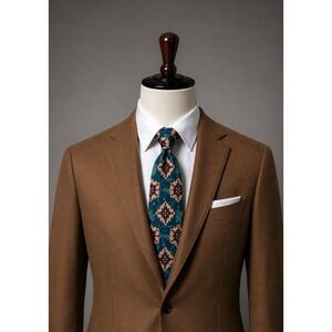 Ferrell Reed For Baily's Huntsville AL Silk Necktie Teal Burgundy Medallions